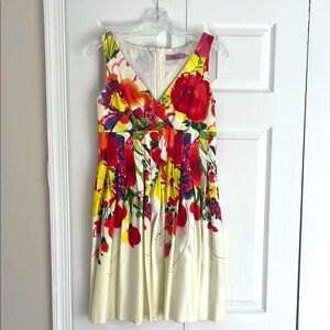 Eliza J Floral Dress in Red and Yellow